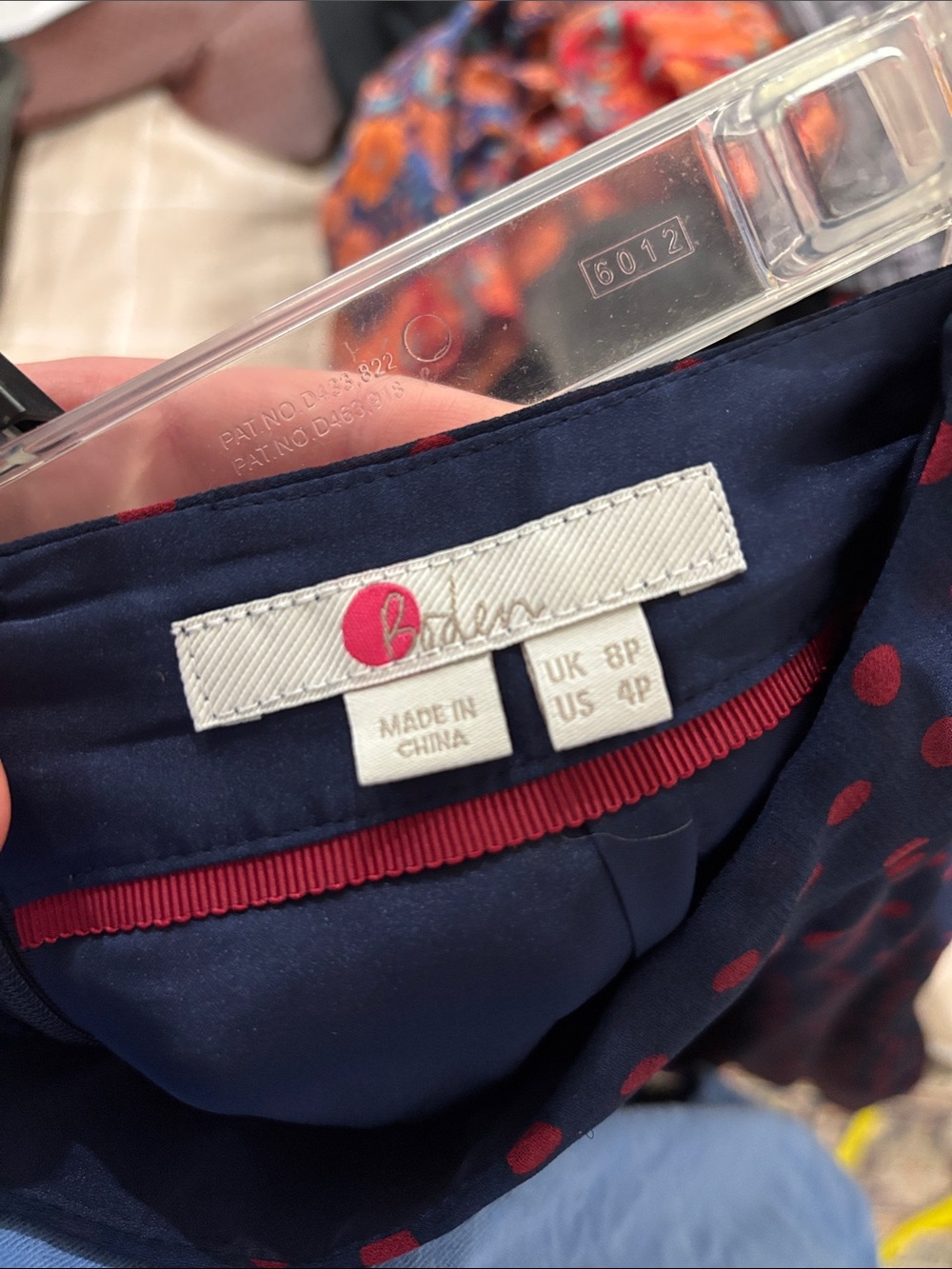 Boden Navy Skirt with Red Polka Dot A-Line Midi - Picture 2 of 2